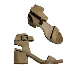 Tan Suede Block Heel Sandals‎